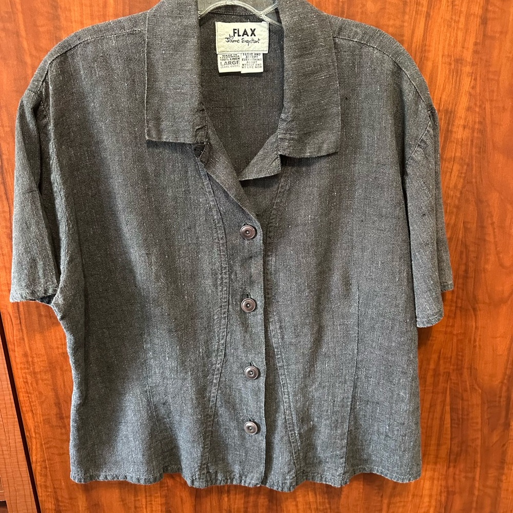 Flax Gray Button-Up Crop Top